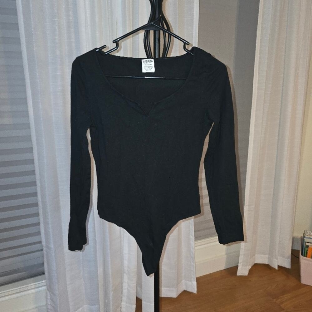 VS PINK Small Black Long Sleeve Bodysuit GUC